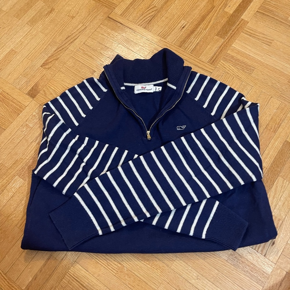 navy vineyard vines quarter zip sweater